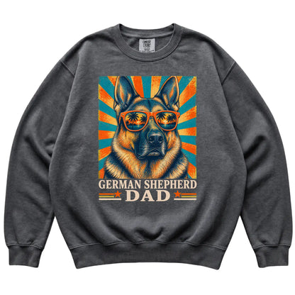 Retro German Shepherd Dad design on a Pepper Comfort Colors sweatshirt