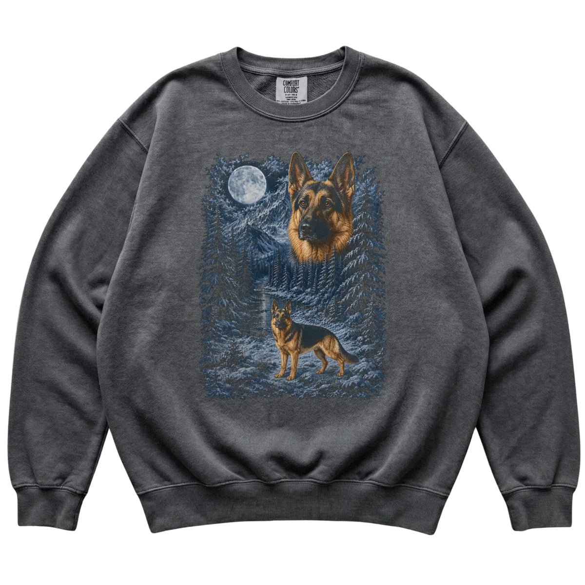 German Shepherd Forest Moon Sweatshirt in Pepper