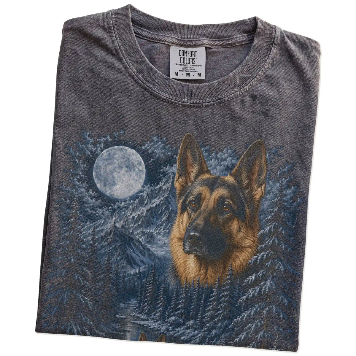 Folded Pepper German Shepherd winter forest t-shirt