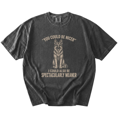 German Shepherd Guard Dog T-Shirt in Pepper — flat lay