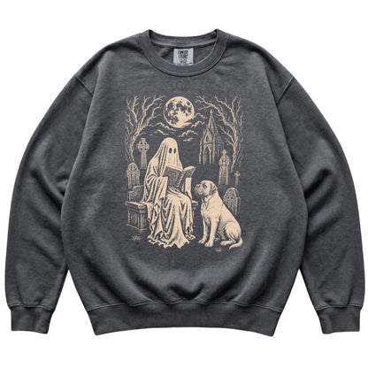 Mastiff Ghost Reading sweatshirt in Pepper, flat lay view
