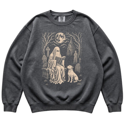 Pitbull Ghost Reading sweatshirt in Pepper, flat lay view
