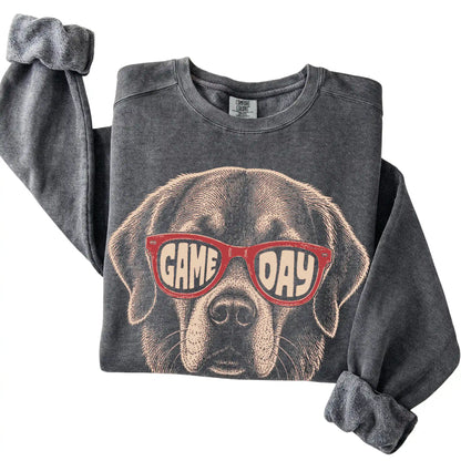 Pepper Golden Retriever Game Day Sunglasses sweatshirt, folded