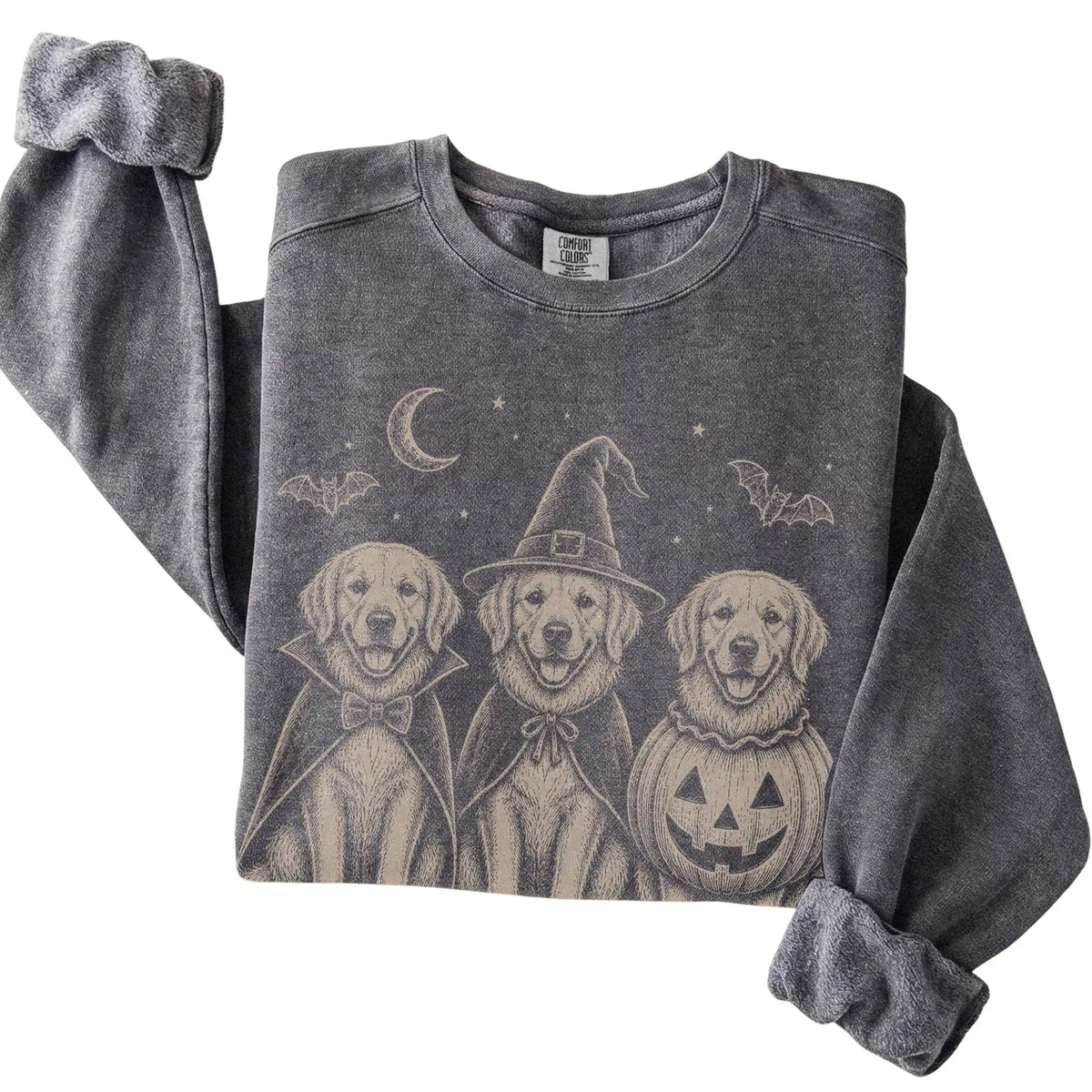 Pepper Golden Retriever Halloween Costume Comfort Colors sweatshirt, folded view