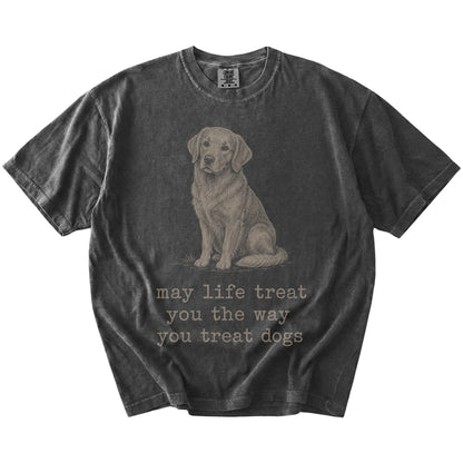 Pepper Golden Retriever Karma T-Shirt laid flat