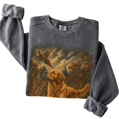 Golden Retriever Pheasant Hunting Sweatshirt in Pepper
