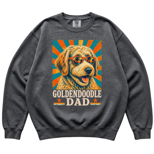 Retro Goldendoodle Dad design on a Pepper Comfort Colors sweatshirt