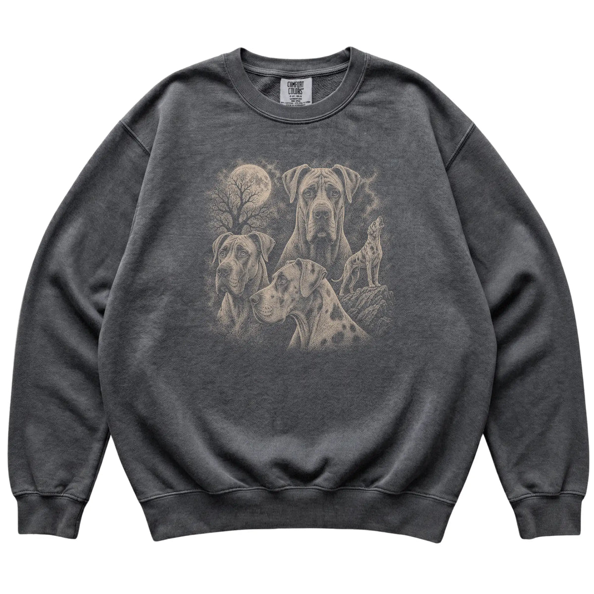 Great Dane 90s Moon Sweatshirt in Pepper — flat lay