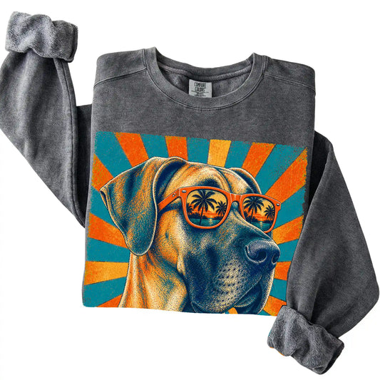 Folded Pepper Comfort Colors sweatshirt with a Retro Great Dane Dad design