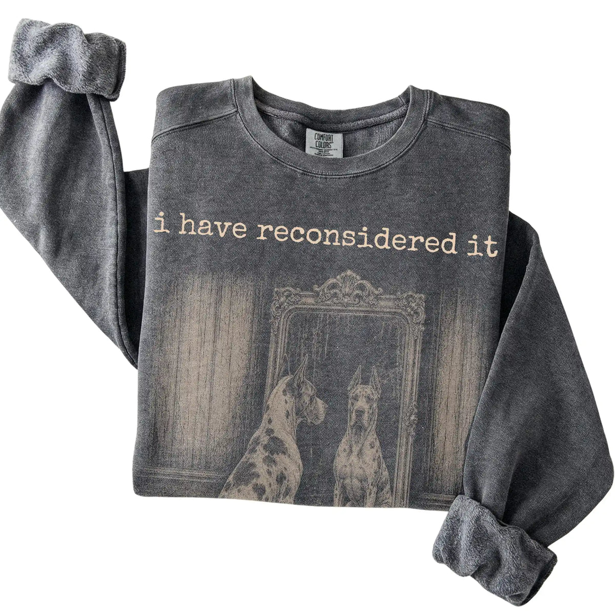 Pepper Great Dane The Answer Is Still No Comfort Colors sweatshirt, folded view