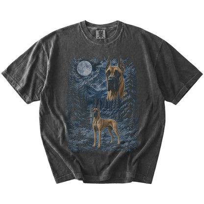 Great Dane in a snowy winter forest on a Pepper t-shirt