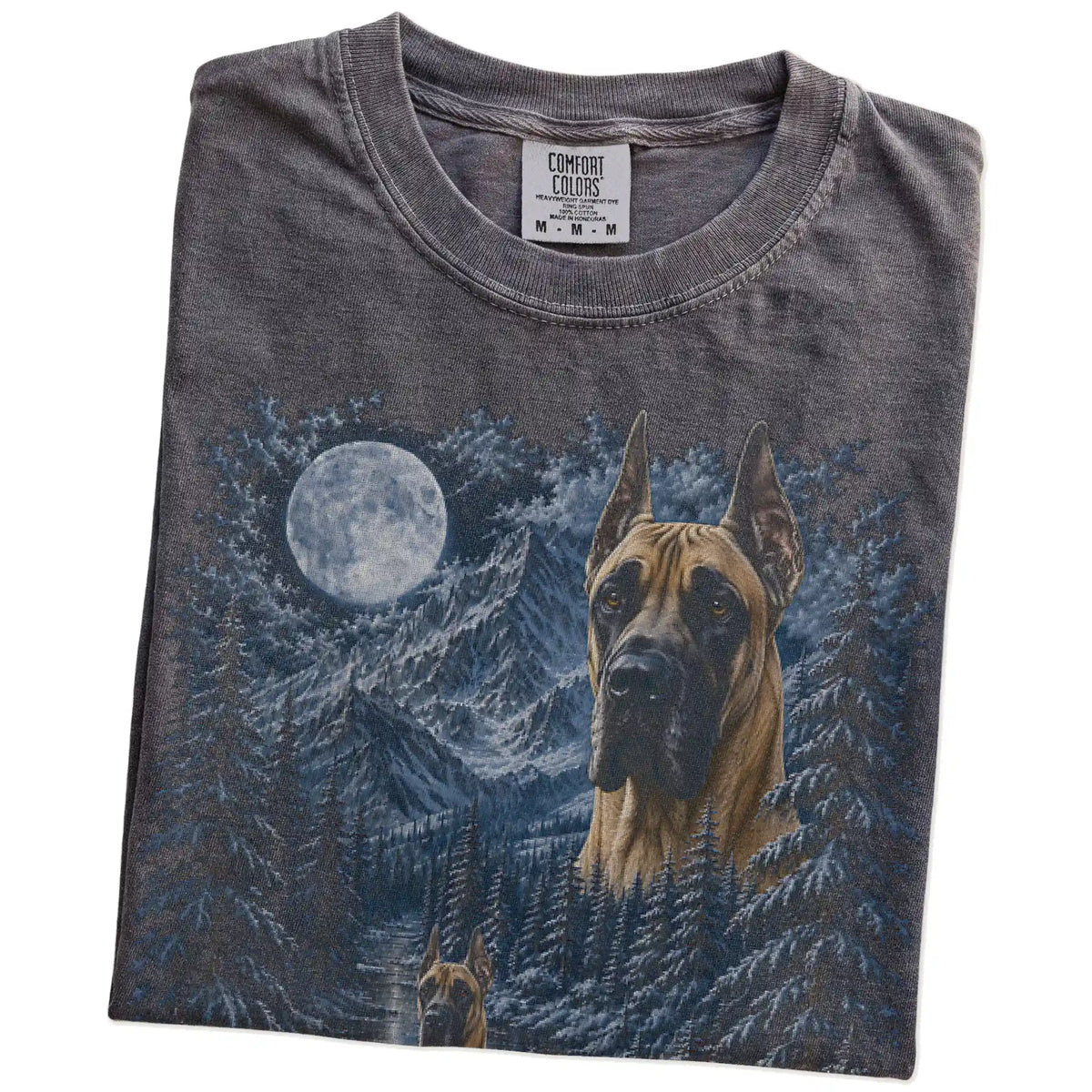 Folded Pepper Great Dane winter forest t-shirt