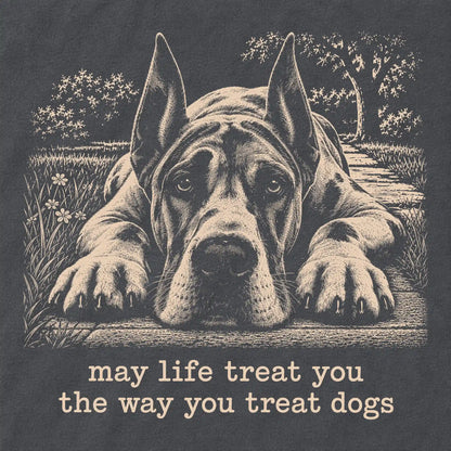 Great Dane Karma Comfort Colors sweatshirt in Pepper — Design Detail