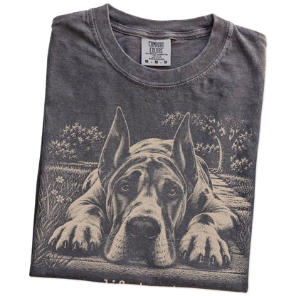 Great Dane Karma Comfort Colors T-shirt in Pepper — Folded Detail