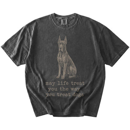 Pepper Great Dane Karma T-Shirt laid flat