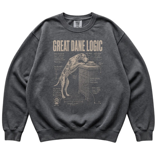 Pepper Great Dane Logic sweatshirt laid flat