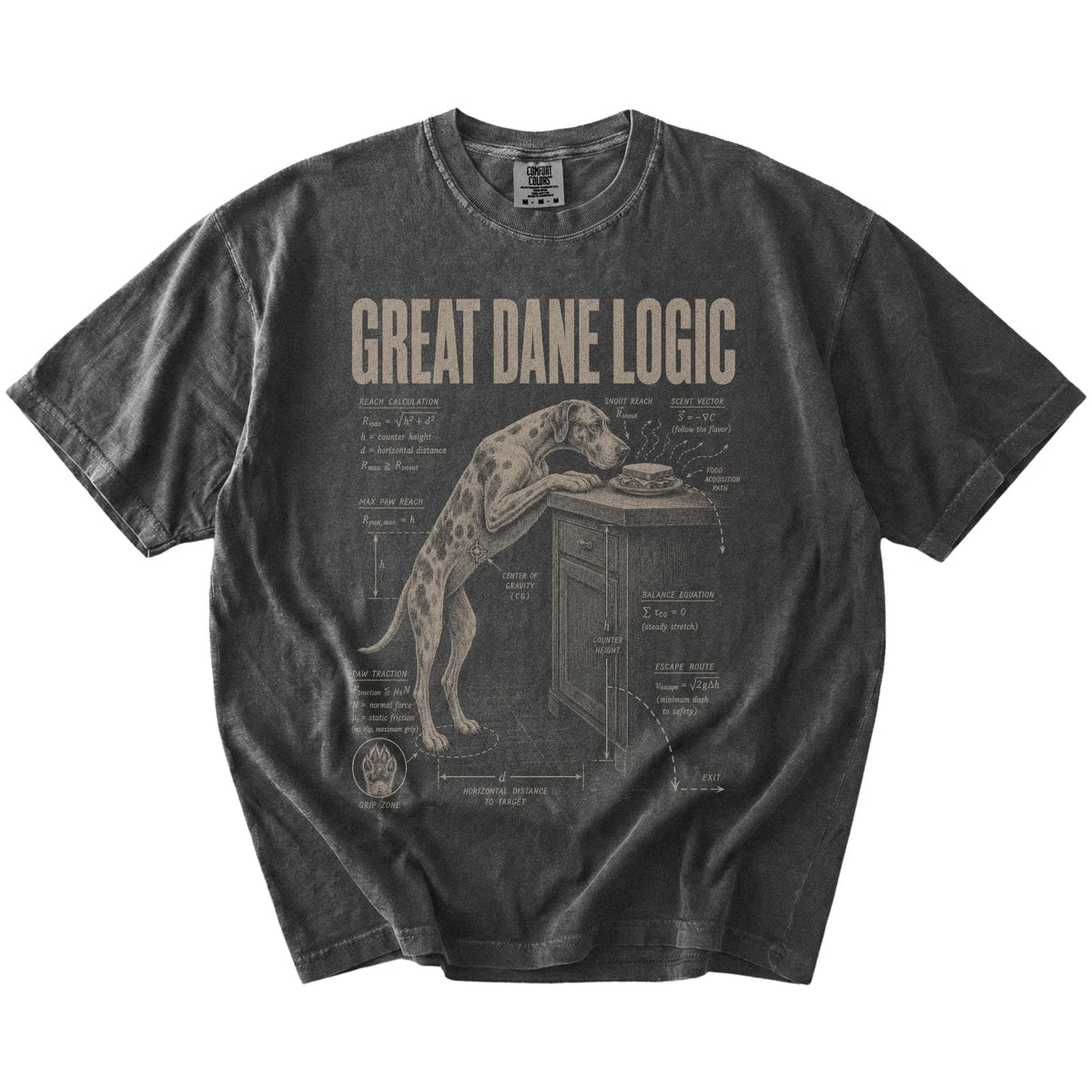 Pepper Great Dane Logic t-shirt laid flat