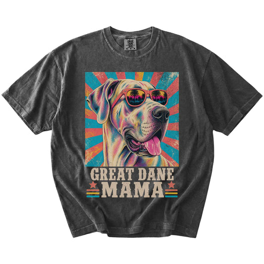 Retro Great Dane Mama design on a Pepper Comfort Colors T-shirt