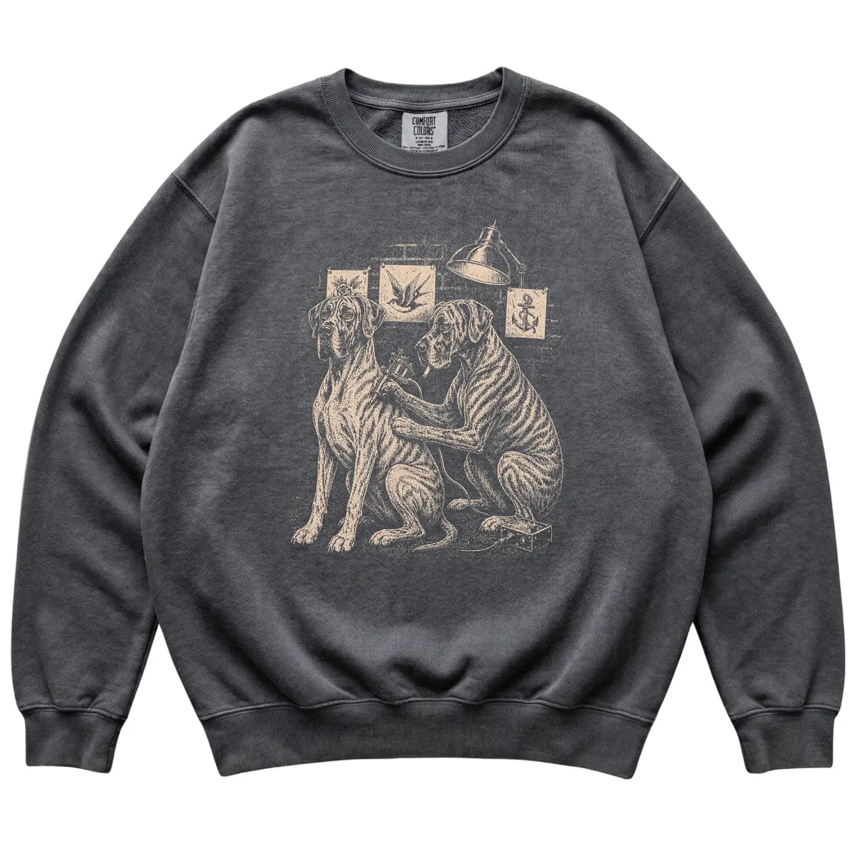Pepper Great Dane Dog Tattoo Artist shirt laid flat