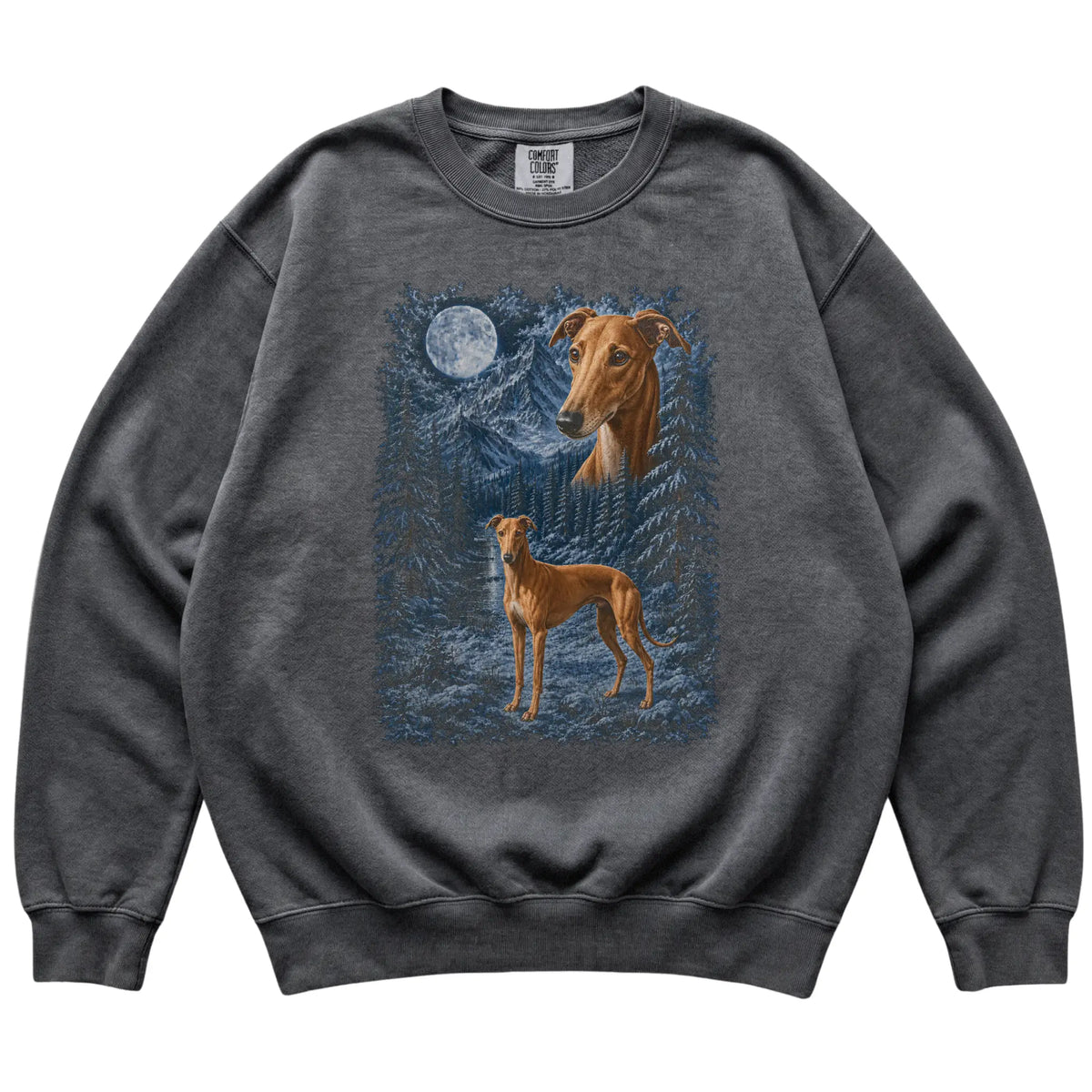 Greyhound Forest Moon Sweatshirt in Pepper