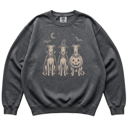Pepper Greyhound Halloween Costume Comfort Colors sweatshirt, flat view