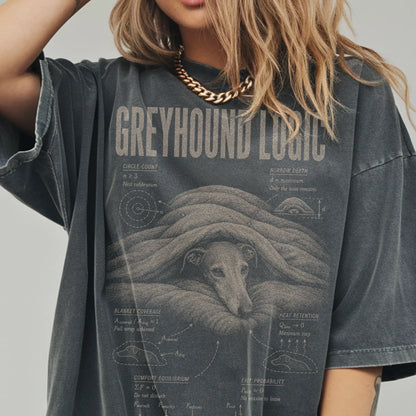 Woman wearing a Pepper Greyhound Logic T-Shirt