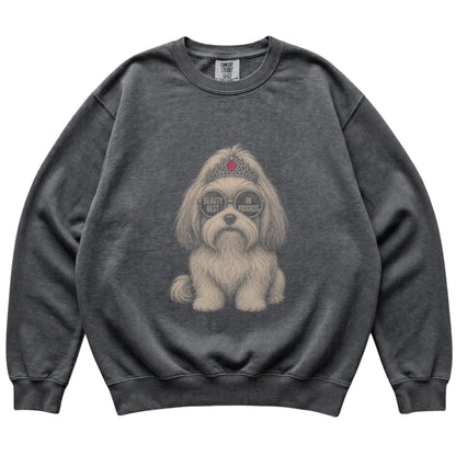 Pepper Comfort Colors sweatshirt featuring Havanese Beauty Rest In Progress, laid-flat presentation