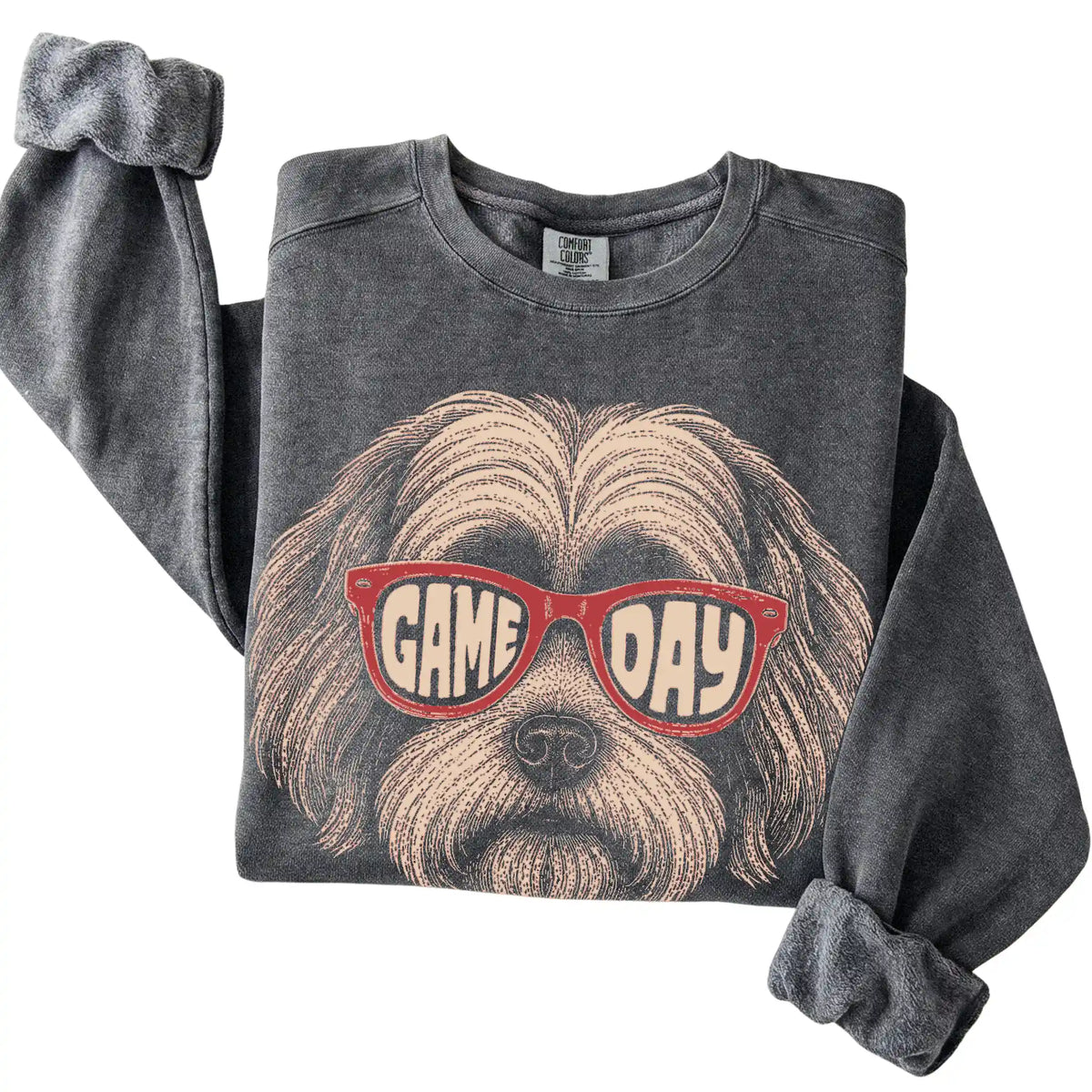 Pepper Havanese Game Day Sunglasses sweatshirt, folded