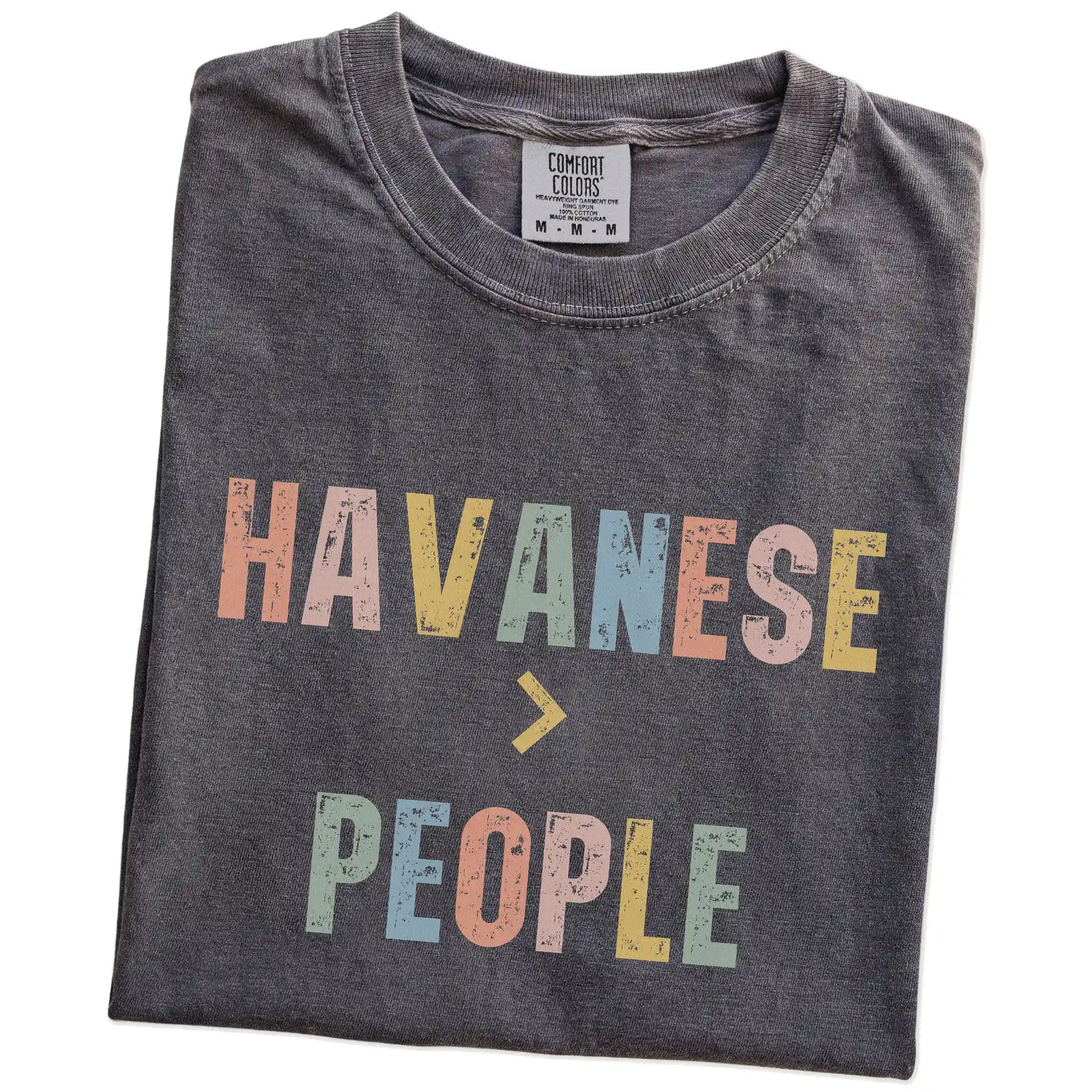 Folded Pepper Comfort Colors® T-shirt showing “Havanese > People” text