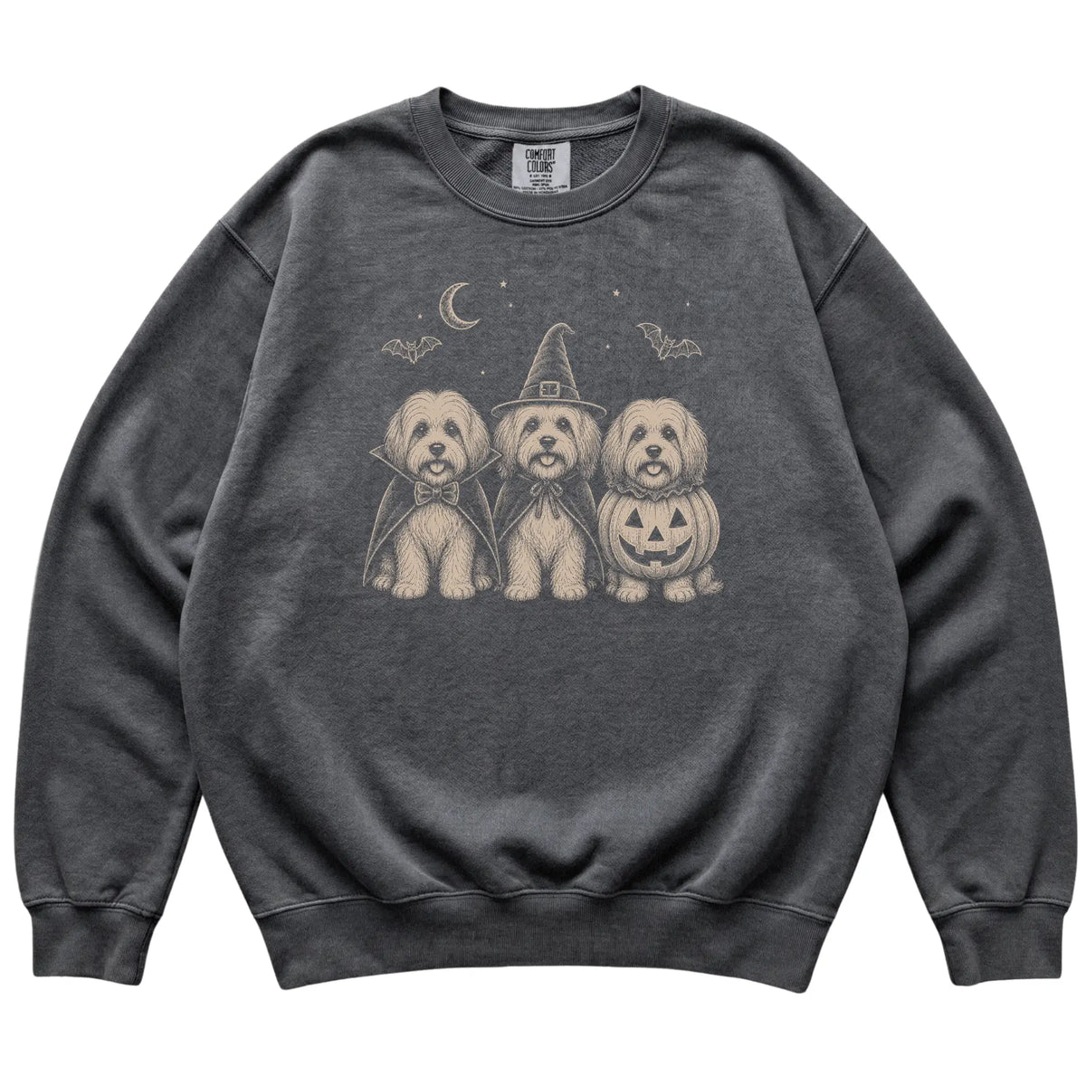 Pepper Havanese Halloween Costume Comfort Colors sweatshirt, flat view