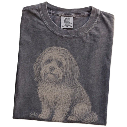 Folded Pepper Havanese Karma T-Shirt showing the graphic