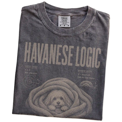 Folded Pepper Havanese Logic T-Shirt showing the graphic