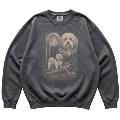 Pepper Havanese Moonlit Forest Comfort Colors sweatshirt, flat view