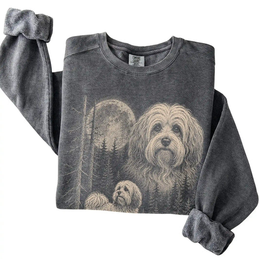 Pepper Havanese Moonlit Forest Comfort Colors sweatshirt, folded view