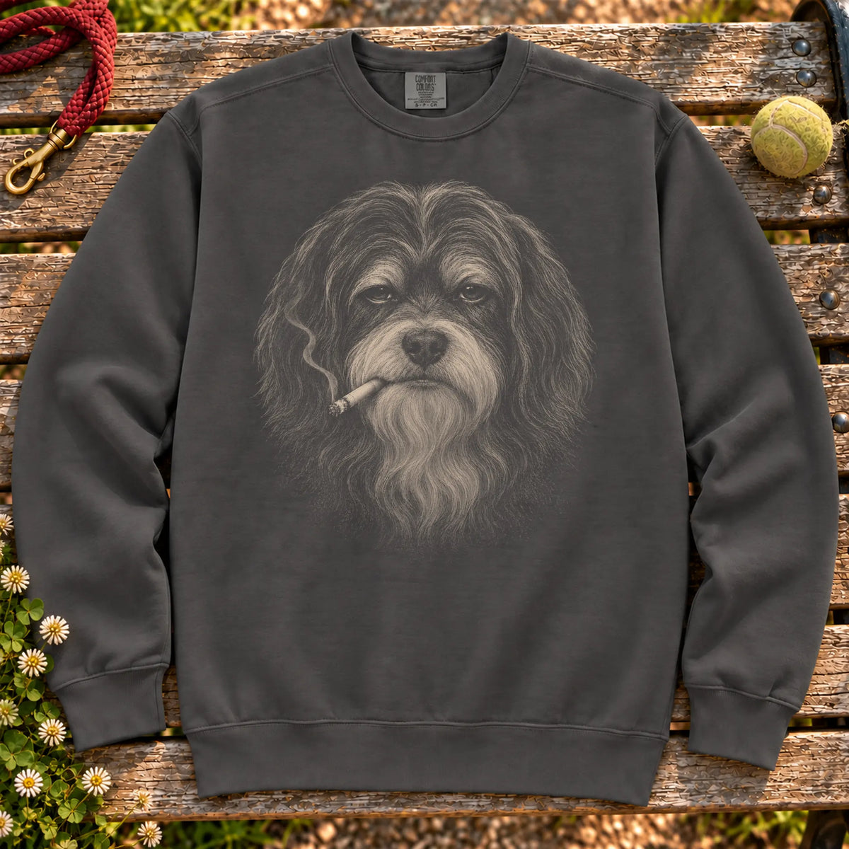 Havanese smoking design on a Pepper sweatshirt
