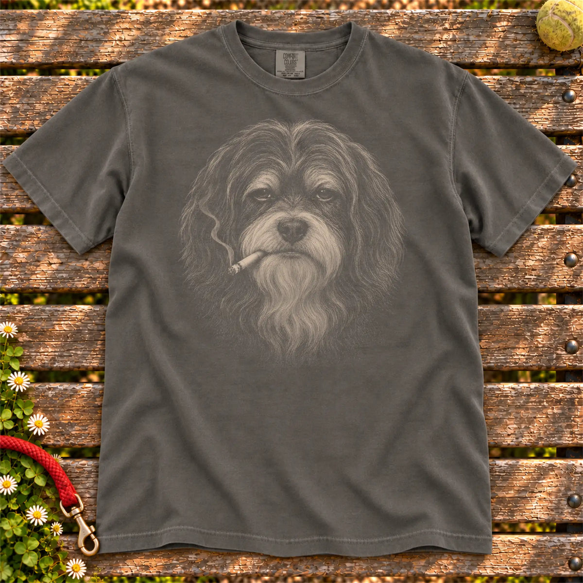 Havanese smoking design on a Pepper t-shirt