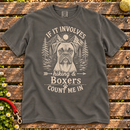 Hiking and Boxers design on a Pepper Comfort Colors T-shirt, shown flat