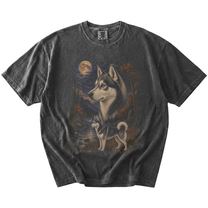 pepper T-shirt with Husky Autumn Moon artwork.