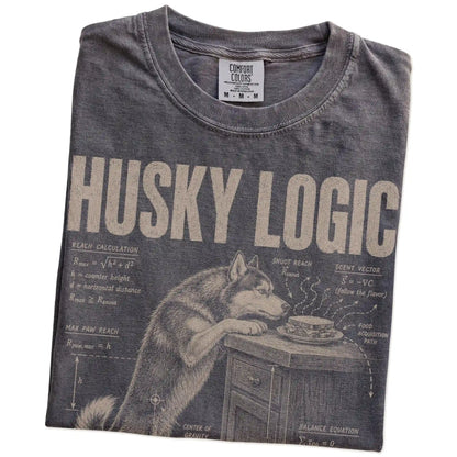 Folded Pepper Husky Logic t-shirt showing the graphic