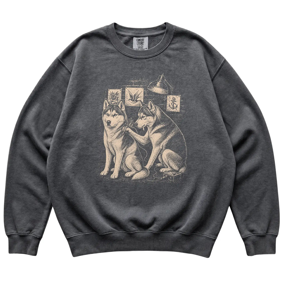 Pepper Husky Dog Tattoo Artist shirt laid flat