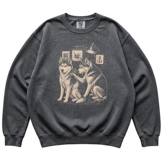Pepper Husky Dog Tattoo Artist shirt laid flat