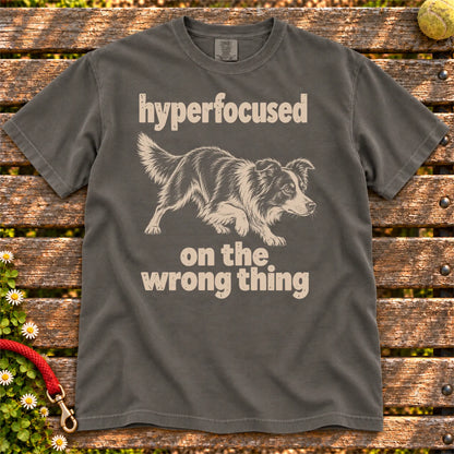 Pepper T-shirt with Border Collie “hyperfocused on the wrong thing” design
