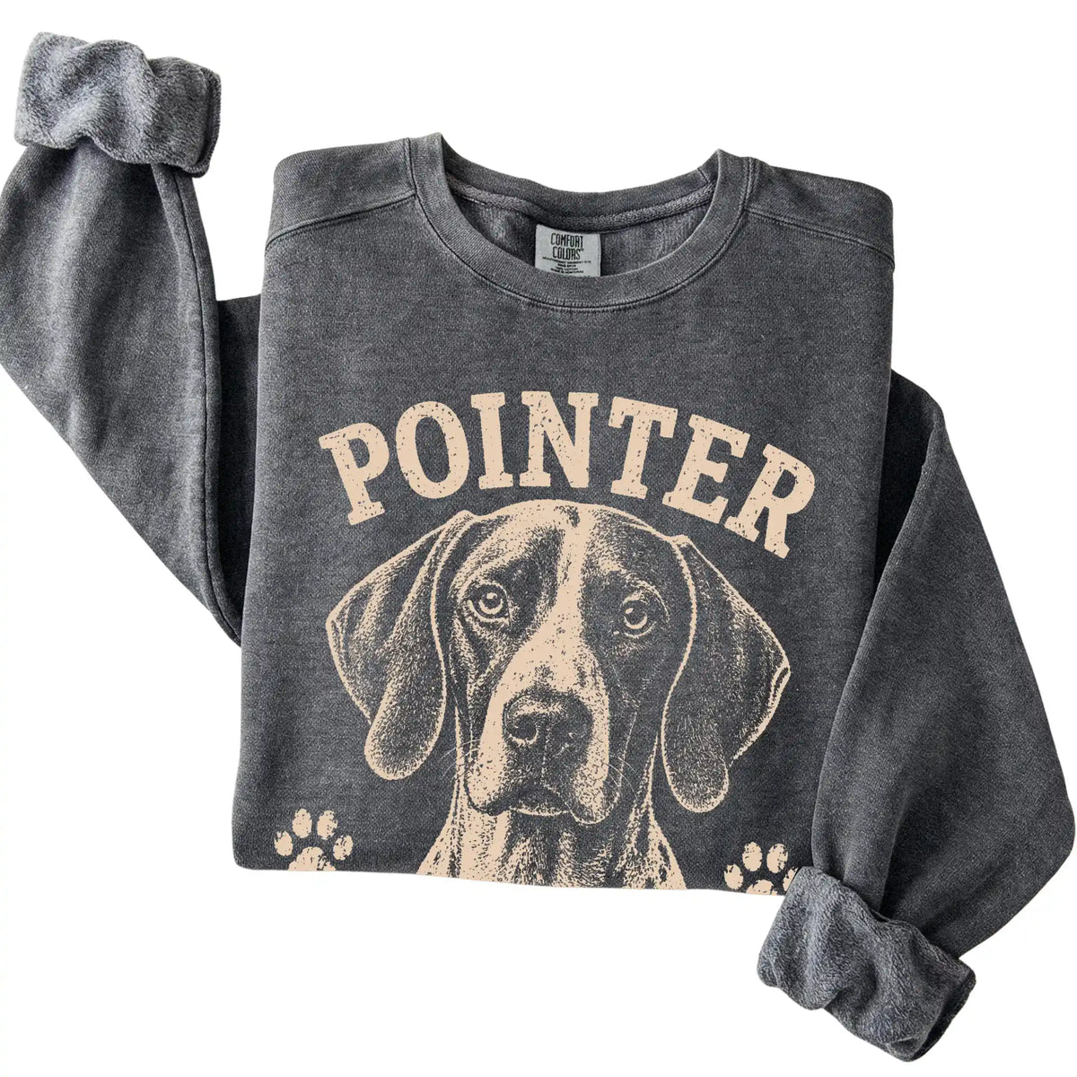 Pepper Comfort Colors® sweatshirt featuring I Make A Point Of Everything - Pointer, folded presentation