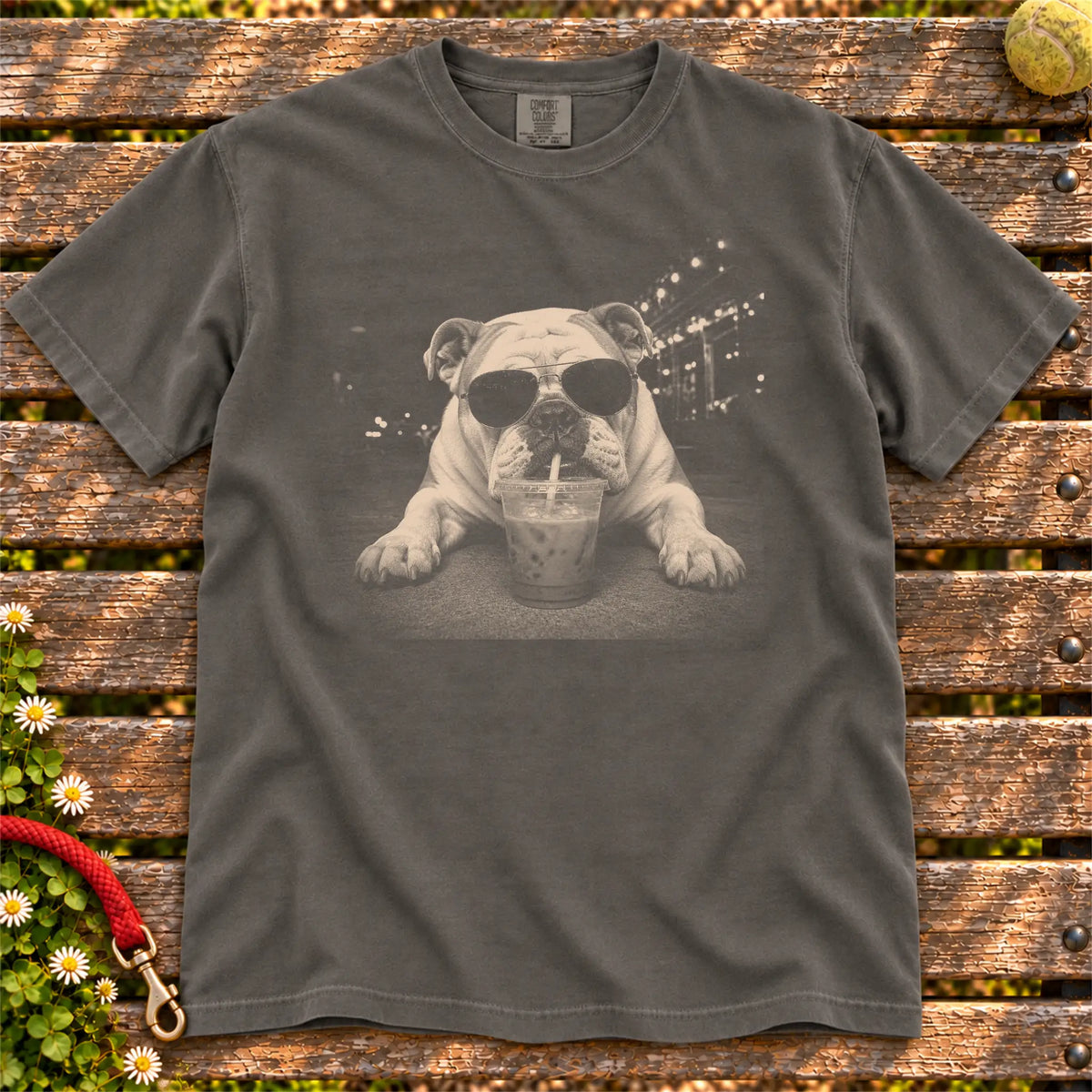 Bulldog Iced Coffee Comfort Colors T-shirt in Pepper