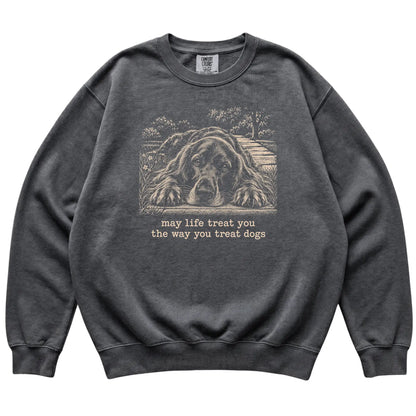 Irish Setter Karma Comfort Colors sweatshirt in Pepper — Flat Lay