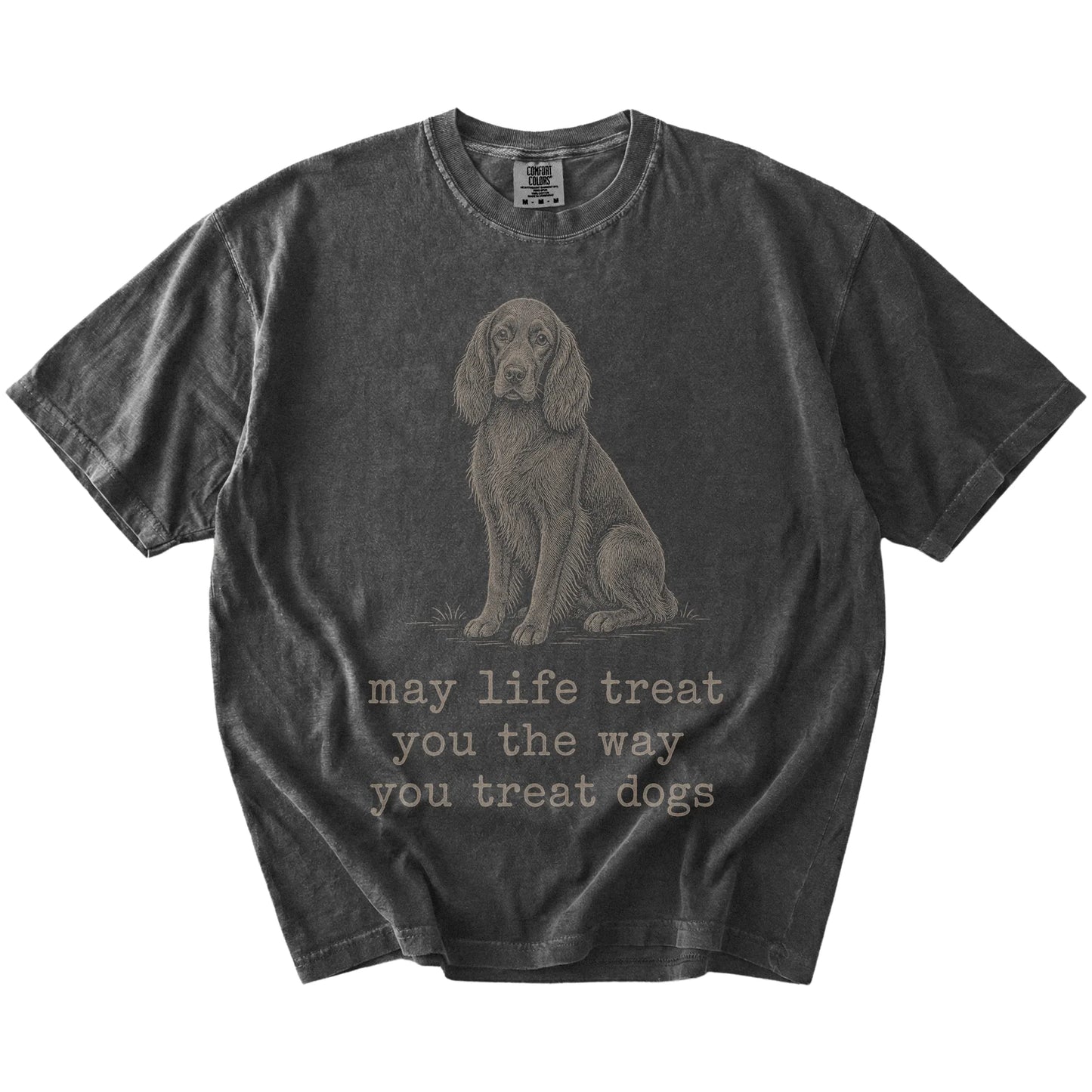 Pepper Irish Setter Karma T-Shirt laid flat