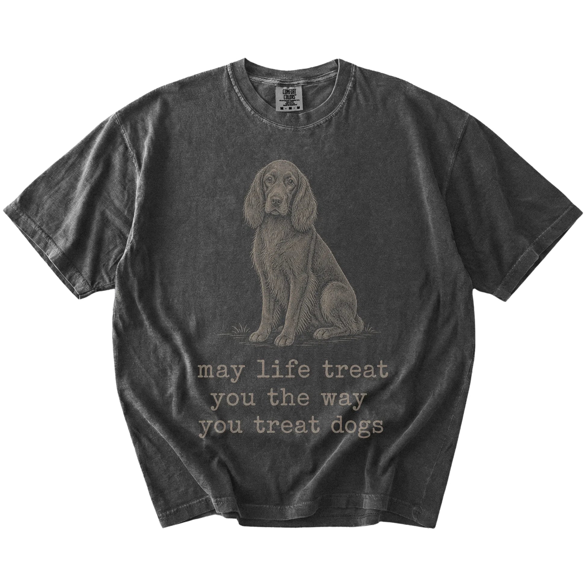 Pepper Irish Setter Karma T-Shirt laid flat