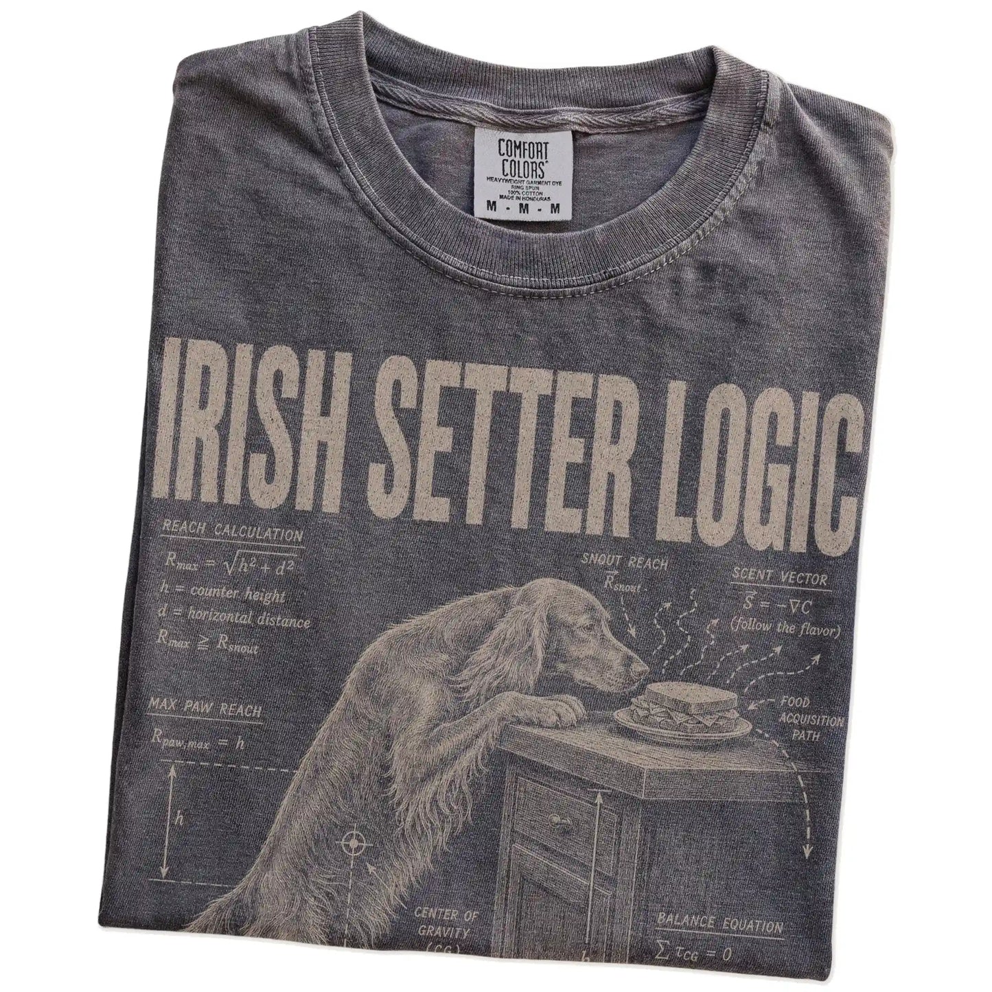 Folded Pepper Irish Setter Logic t-shirt showing the graphic