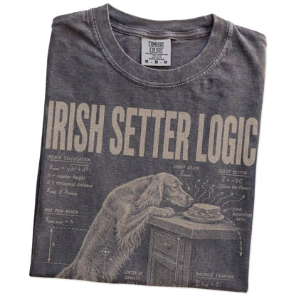 Folded Pepper Irish Setter Logic t-shirt showing the graphic