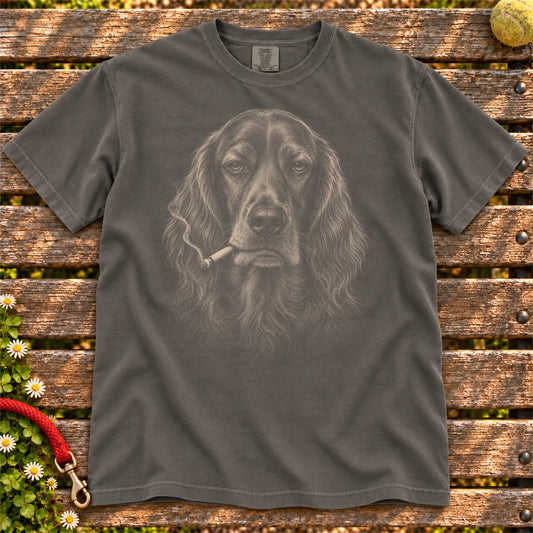 Irish Setter smoking design on a Pepper t-shirt